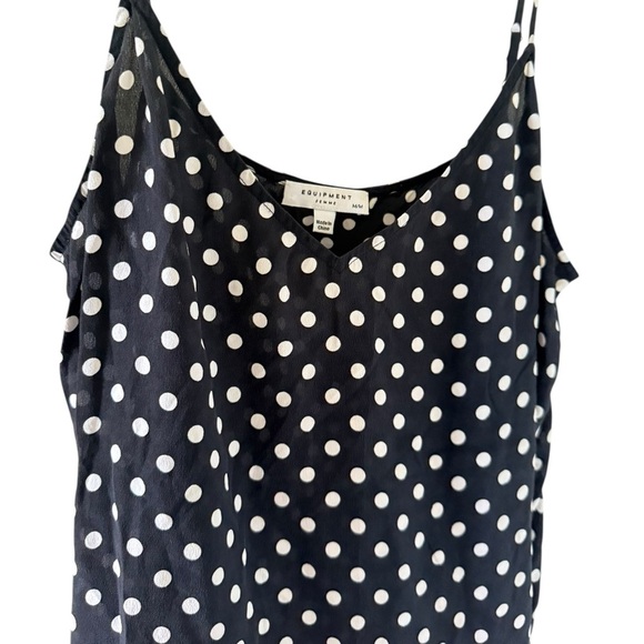 Equipment Layla Polka Dot Spaghetti Strap Silk Top - Picture 3 of 7